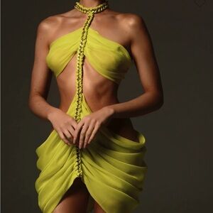 Vibrant Yellow Cutout Dress